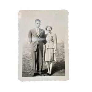Vtg Lovely Handsome Couple Original Monochrome Photography Found Snapshot